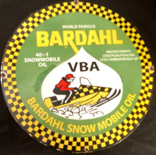 Vintage Art BARDAHL SNOWMOBILE OIL PORCELAIN ENAMEL SIGN Rare Advertising 30