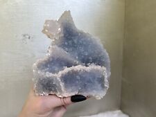 Diamond Apophyllite and Stilbite Blades on  Blue and Peach Chalcedony picture