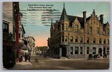 Postcard North Main Street First National Bank Post Office Bangor PA Horse Buggy picture