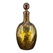 Antique Hand Blown Dark Amber Decanter Art Glass With Small Bubbles Hand Made picture