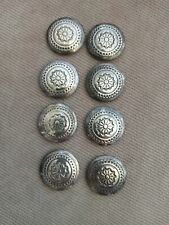 Vintage Lot of 8 SOUTHWEST Style Button Covers Silver Tone Jewelry 1  1/8