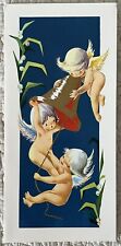 Unused Christmas Angels Bare Wing Bell Vintage Greeting Card 1950s 1960s Spain picture