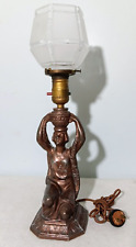 Antique Art Deco Egyptian Revival Patinated Spelter Lamp picture