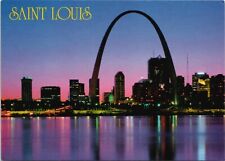 St. Louis, Missouri Gateway Arch at Night - Mississippi River-Postcard Unposted picture