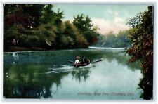Olentangy River View Boat Sailing Scene Columbus Ohio OH Vintage Postcard picture
