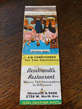 Vintage Matchbook: Rembrandt's Restaurant, Chicago, IL picture
