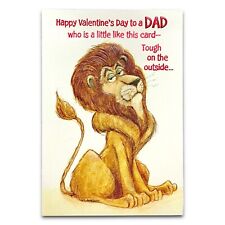 Funny Vintage J. Wagner VALENTINE'S DAY Card FOR DAD, Lion Heart by Hallmark +✉️ picture