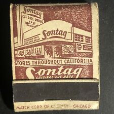 Scarce c1940's Full Matchbook Sontag Cut Rate Drugs Campus Make-up New Sponge-on picture