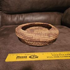 Vintage 1920s Native American Pima Papago Woven Cord Basket With Designs picture