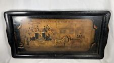 Antique Tray By Cross London Scene~Horse Tavern Made In Rochester Ny USA 11x22” picture