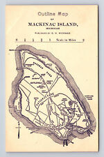 Mackinac Island Outline Map by GH Wickman Michigan MI Postcard picture