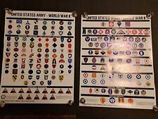Lot Of 2 Army Poster World War II Patches Milatary WWII 17in X 22in picture