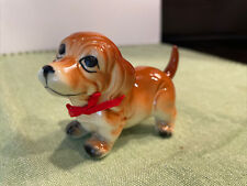 Vintage Hound Dog Puppy Figurine Hollow Ceramic Bone China Taiwan Ornament picture