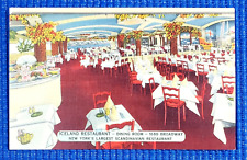 Vtg c1940's ICELAND Scandinavian Restaurant Buffet Dining Room New York Postcard picture