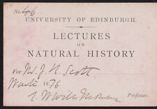 1876 EDINBURGH UNIVERSITY CARD, Sir Charles Wyville Thomson, Natural History picture