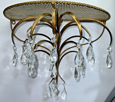 Italian Gilt Tole Interior Gold Metal Twisted leaves w Prisms Wall Shelf VTG. picture
