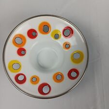 IKEA Enamel Metal Tea light Candle Holder Cool Orange Yellow Red Silver Decor picture
