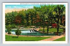 Kalamazoo MI-Michigan, Bathing Beach at Milham Park, Antique Vintage Postcard picture