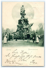 1899 Crowd Visiting Bismarck Monument Leipzig Germany Antique Postcard picture