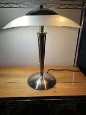 3 Way Touch Chrome Frosted Lamp Shade Art Deco Vintage Lamp Ufo Style 17” Tall picture