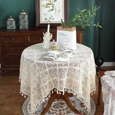  Vintage Hand Crochet Lace Tablecloth Table Cloth Topper Doilies Wedding Party  picture