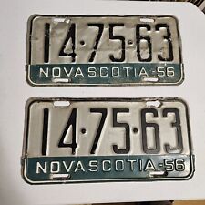 NOVA SCOTIA VINTAGE LICENSE PLATES 1952 WITH 56 OVERLAY CANADA  MATCHING PAIR picture