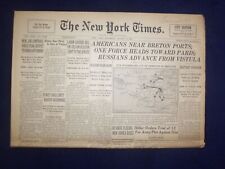1944 AUG 5 NEW YORK TIMES - AMERICANS NEAR BRETON PORTS; HEAD TO PARIS - NP 6600 picture