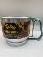 Vintage Foley Stainless Steel 5 Cup Flour Sifter   Green Colored Handle picture