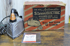 Vintage Steem Steaming Electric Iron c1940's With Box & Original Tag TESTED RARE picture
