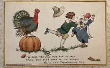 Vintage Thanksgiving Postcard R Tuck &Sons Fat Turkey On Pumpkin Children  picture