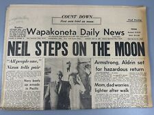NEIL STEPS ON THE MOON Apollo 11 Neil Armstrong Hometown Newspaper  RARE picture