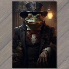 POSTCARD Dapper Frog Stylish Top Hat Suit Exuding Weird Creepy Charm Whimsy 🐸 picture