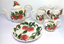 Omnibus OCI Vintage Red Apple Tree Tea Serving Set Pot Plate Cups Pitcher Japan picture
