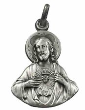 Vintage Catholic Sacred Heart of Jesus Silver Tone  Religious Medal picture