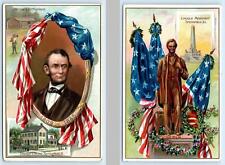 2 Tuck Postcards LINCOLN'S BIRTHDAY ~ Embossed MONUMENT & BIRTHPLACE 1910s picture