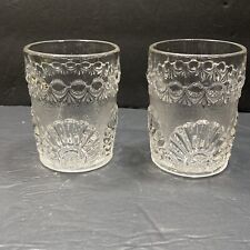 2 Antique Westmoreland Clear Shell and Jewel Water Glass Stippled 8 oz C.1893 picture