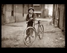 1913 Bicycle Messenger Boy PHOTO Bike Delivery Boy Western Union CHILD LABOR picture