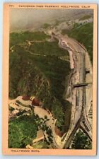 Postcard Cahuenga Pass Parkway, Hollywood CA linen aerial G122 picture