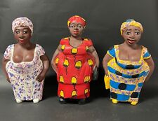 AFRICAN ART CARVED WOOD COLONIAL DOLL 3 pieces picture