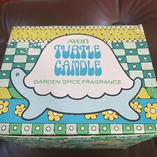 1982 Avon Turtle Candle Garden Spice Fragrance Milk Glass Floral Green NOS picture