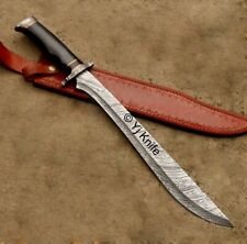 BEAUTIFUL CUSTOM HANDMADE 24 INCHES DAMASCUS STEEL HUNTING SWORD WITH SHEATH picture