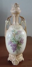 Antique Royal Wettina Robert Hanke Austria Art Nouveau Lilacs Vase Gold Handles picture