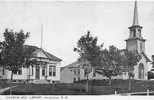 Postcard - Hampstead, New Hampshire, Church & Library - C. 1910 picture