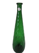 SALE Vtg Italian Guildcraft labeled MCM green swirl genie glass bottle 16