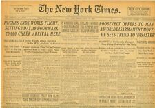 Aviation Howard Hughes Round the World Flight Ends in Brooklyn Record Broken B39 picture