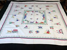 Vintage Leacock Sampler Pixelated Americana Transportation Tablecloth 52x45 picture