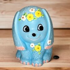 RARE Vintage Kitsch Japan Ceramic Blue Puppy Dog Planter Flowers Flappy Ears picture