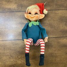 Vintage Christmas Pixie Elf Knee Hugger JAPAN Plastic Tree Felt 9” picture