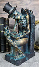 Constipated Skeleton With Raven On Graveyard Toilet Bowl Reading Book Figurine picture