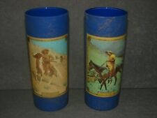 Frederick Remington Wild West Whiskey Hi Ball Glasses Scout + On The Trail 1968 picture